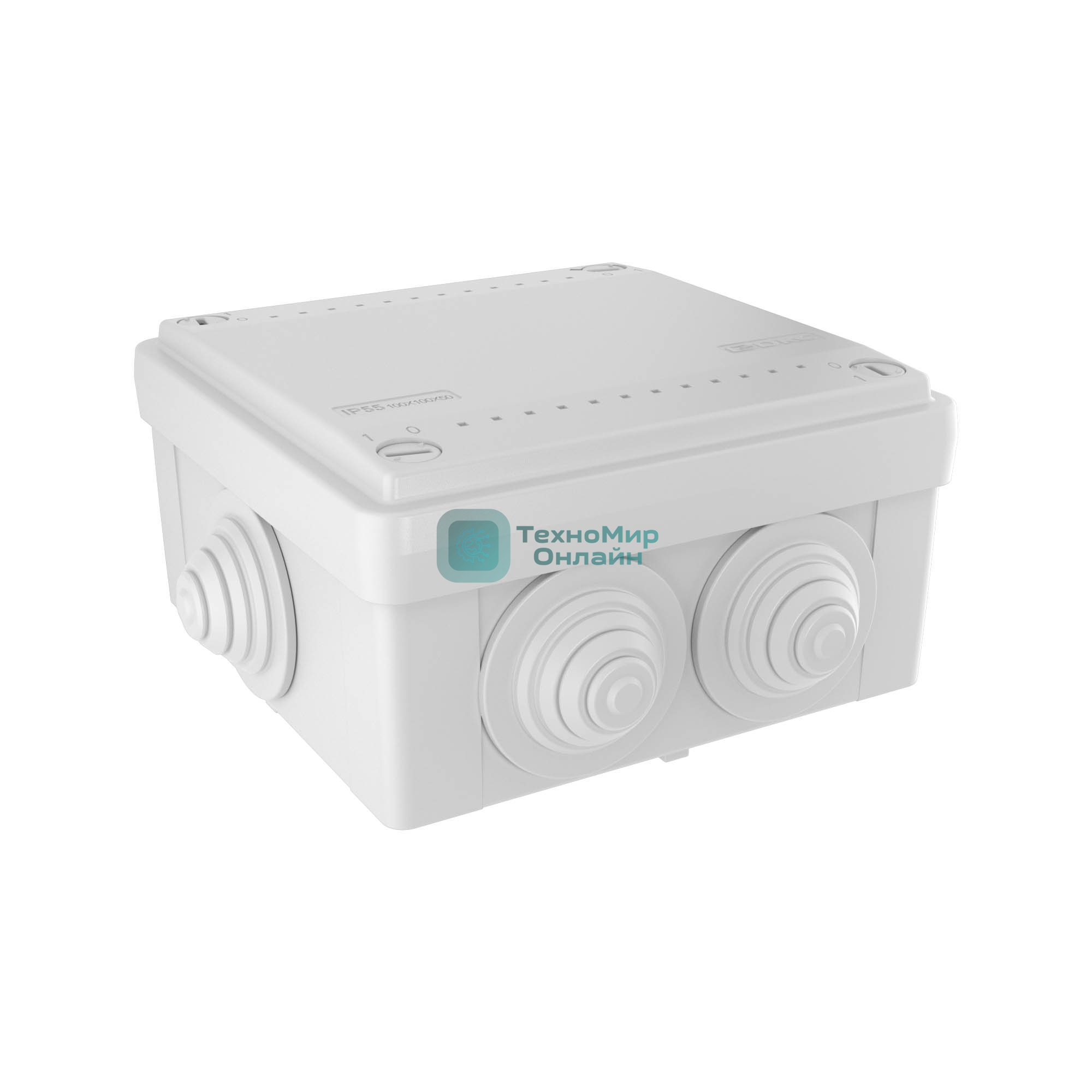 Коробка ответвительная DKC 53801 с 6 кабельными вводами д.25мм IP55 100х100х50мм