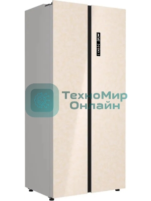 Холодильник Lex LSB525BGID бежевый мрамор двухкамерный 304/206л морозилка сбоку, No Frost, Side by Side