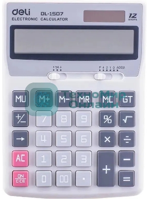 Калькулятор настольный Deli Core E1507 светло-серый 12-разр.