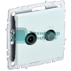 Розетка телевизионная двойная TV+SAT IEK BRITE РТВ/РСп12-БрЖ жемчуг