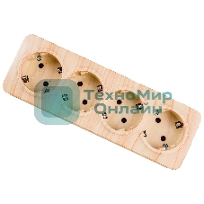 Розетка 4-м ОП GLORY РС24-3-ХС 16А с заземл. сосна IEK ERH41-K34-16