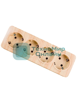 Розетка 4-м ОП GLORY РС24-3-ХС 16А с заземл. сосна IEK ERH41-K34-16