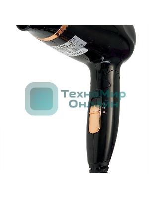 Фен АКСИНЬЯ КС-705 черный/золотистый, 1200 Вт, компактный