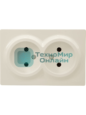 Розетка 2-м ОП LETO без заземл. закрытый корпус ПБТ крем LEZARD 752-0300-128B