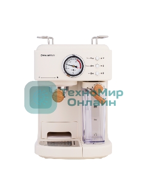 Кофеварка рожковая Maunfeld MF-737BG PRO бежевый, исп. кофе - молотый, 1.5 л, 1250 Вт, 15 бар