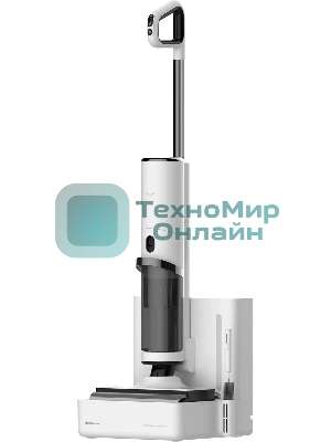 Пылесос вертикальный Deerma DEM-VX910W белый/черный, питание от аккумулятора, 230 Вт, уборка влажная/сухая, пылесборник 0.7 л, работа от АКБ max - 45 мин