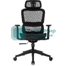 Кресло руководителя Бюрократ 831 черный сетка с подголов. крестов. пластик