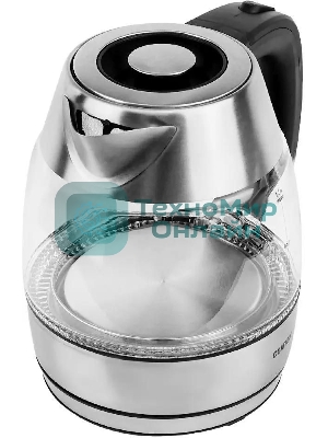 Чайник электрический Centek CT-0018, 1.2л, 1600Вт, стекло, серебристый