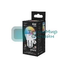 Лампа светодиодная Gauss G45 6W E27 шар RGbW димирование LED 1/100