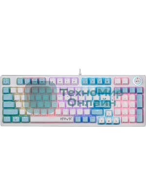 Клавиатура проводная Defender Hawk GK-418, USB, белый/голубой