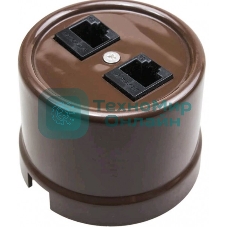 Розетка компьютерная Bironi B1-302-22 2-ая (RJ45) пластик коричневый