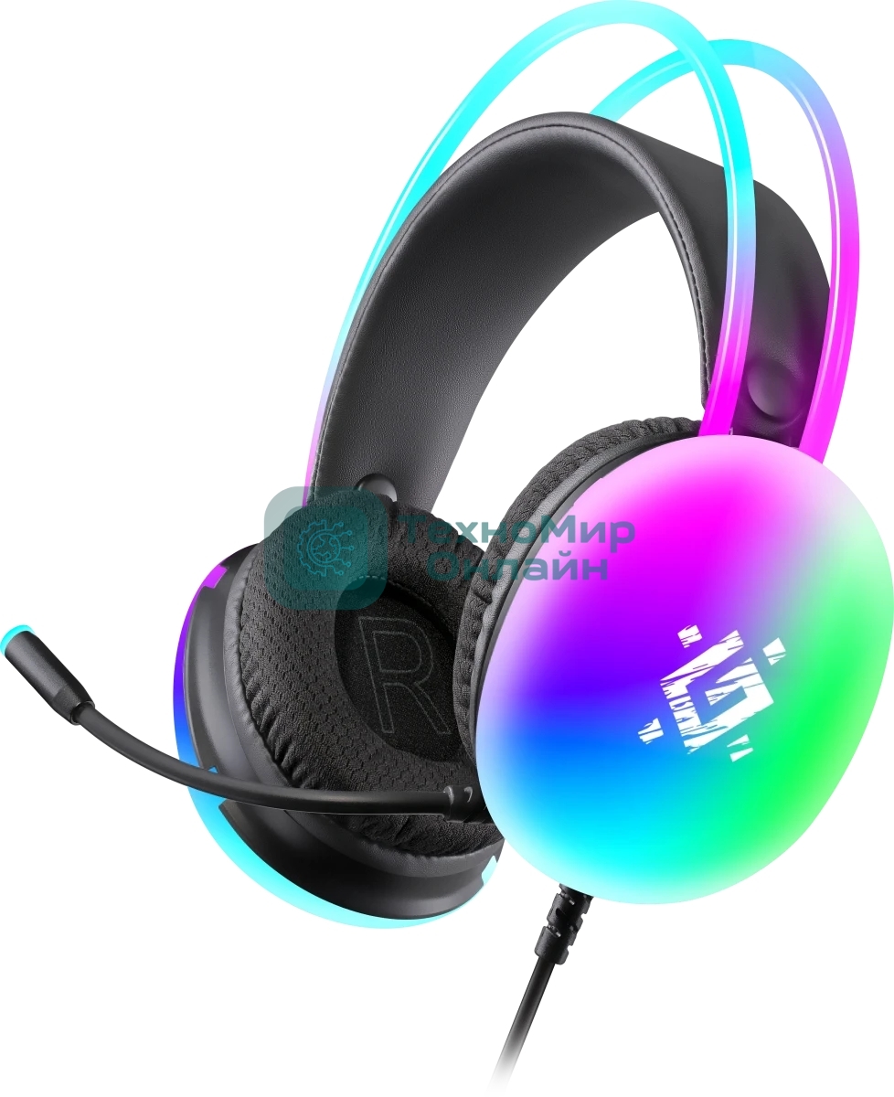 Гарнитура Defender Ignis черный, проводная, подсветка