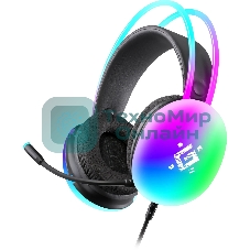 Гарнитура Defender Ignis черный, проводная, подсветка