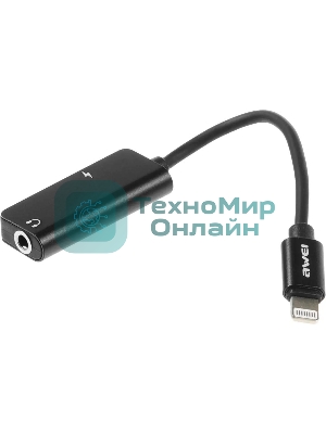 Переходник аудио Premier AWEI lightning/Jack 3.5 (f) 0.1м. черный