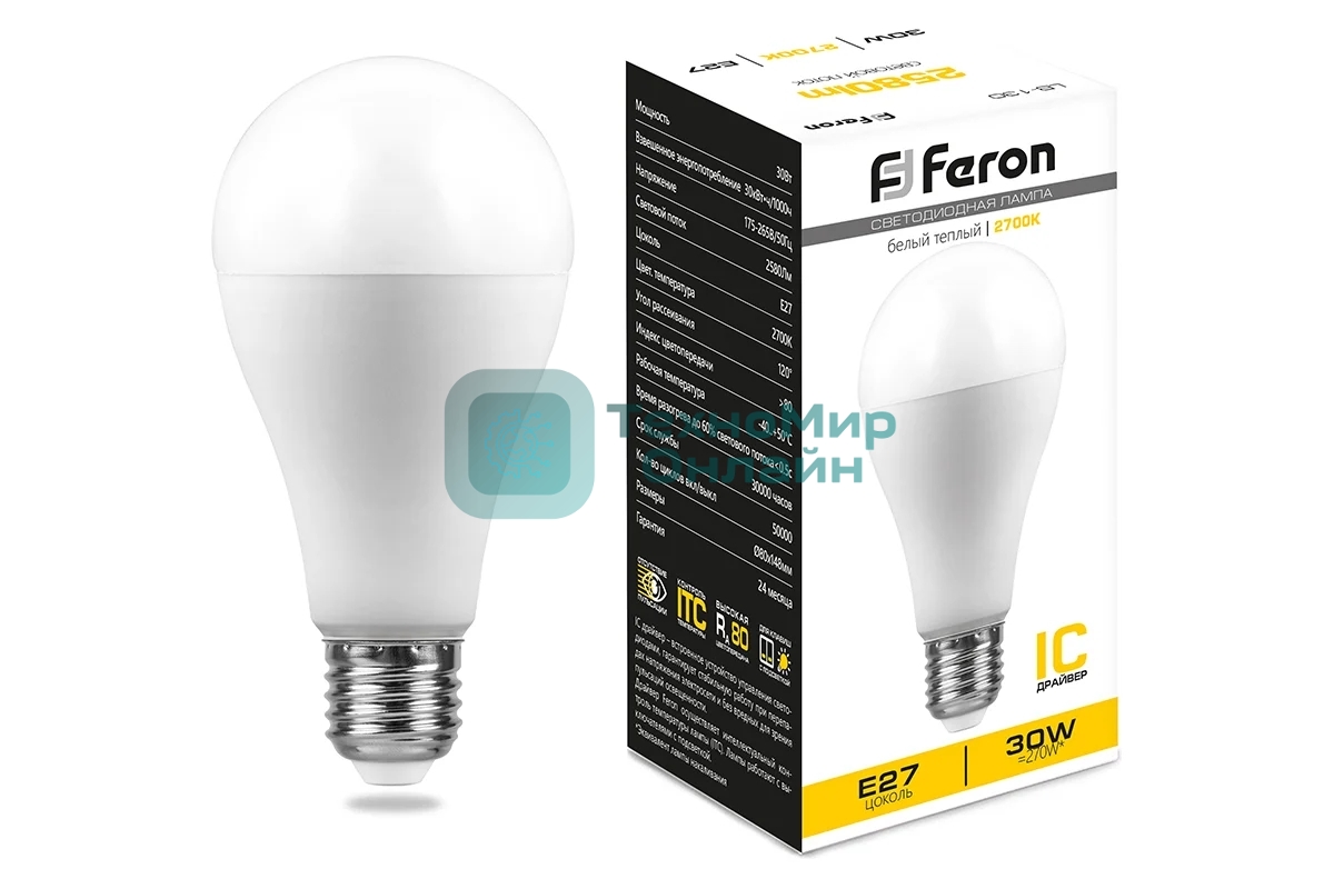 Лампа светодиодная Feron LB-130 30Вт Е27 теплый