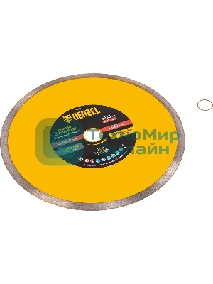 Диск алмазный отрезной Denzel 230 х 22,2 мм, сплошной, супертонкий, горячий пресс, мокрое резание