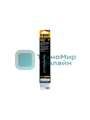 Сверло спиральное по металлу Denzel 9 х 175 мм, Р6М5, Golden Tip, удлиненное