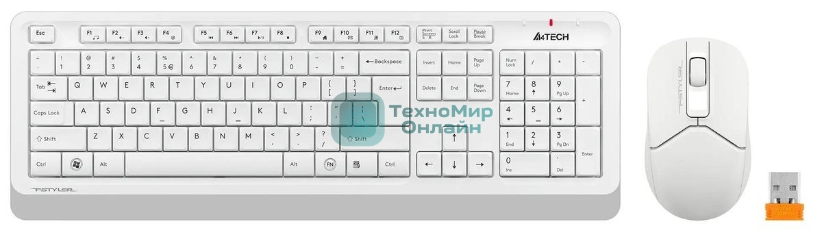 Комплект клавиатура+мышь A4Tech FStyler FG1012 беспроводной, USB, 1200 DPI, белый