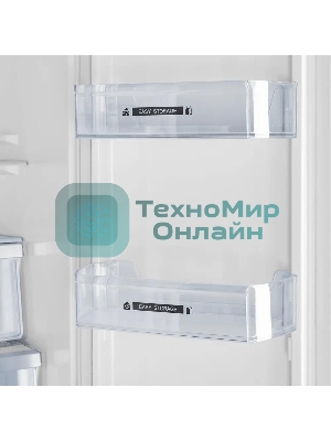 Холодильник Maunfeld MFF181NFB черный глянцевый, трехкамерный, 333/164л, морозилка сбоку, No Frost, Side by Side