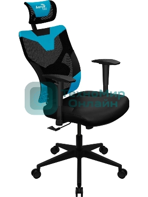 Кресло Aerocool GUARDIAN Ice Blue голубой, сетка, 150 кг, подголовник, регулируемые подлокотники, механизм качания, поясничная подушка