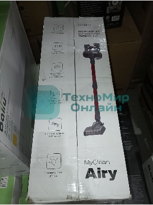 (Б/У) Вертикальный пылесос MYCLEAN AIRY NHS30D01 ROMBICA (Б/У товар с признаками  эксплуатации/износа,  с  механическими повреждениями (вмятина, деформация  корпуса,  существенный некомплект), но при этом работоспособный в рамках основного функционала)