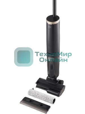 Пылесос вертикальный моющий Vitek VT-FW15PLUS черный, питание от аккумулятора, 120 Вт, уборка влажная/сбор жидкости/сухая, пылесборник 0.55 л