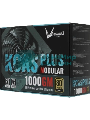 Блок питания Aerocool/Formula 1000W Retail KCAS PLUS 1000GM, 80 PLUS Gold, ATX v2.4, модульный, fan 14cm, 6x PCI-E [6+2-Pin], 10x SATA, 6x MOLEX