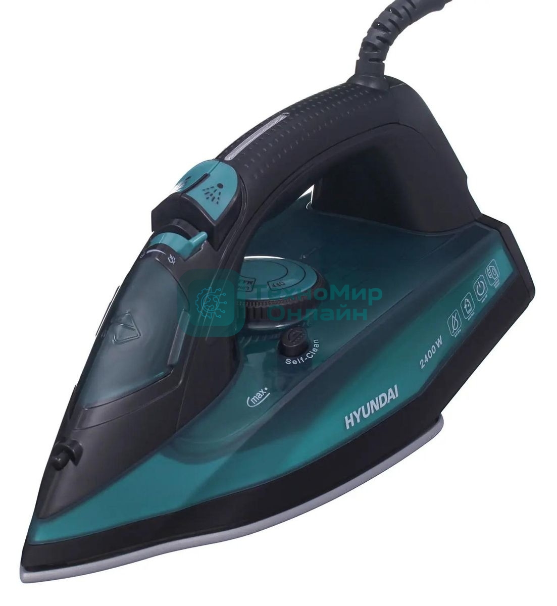 Утюг Hyundai H-SI01124 черный/зеленый, 2600 Вт, 25 г/мин, 220 г/мин, 420 мл