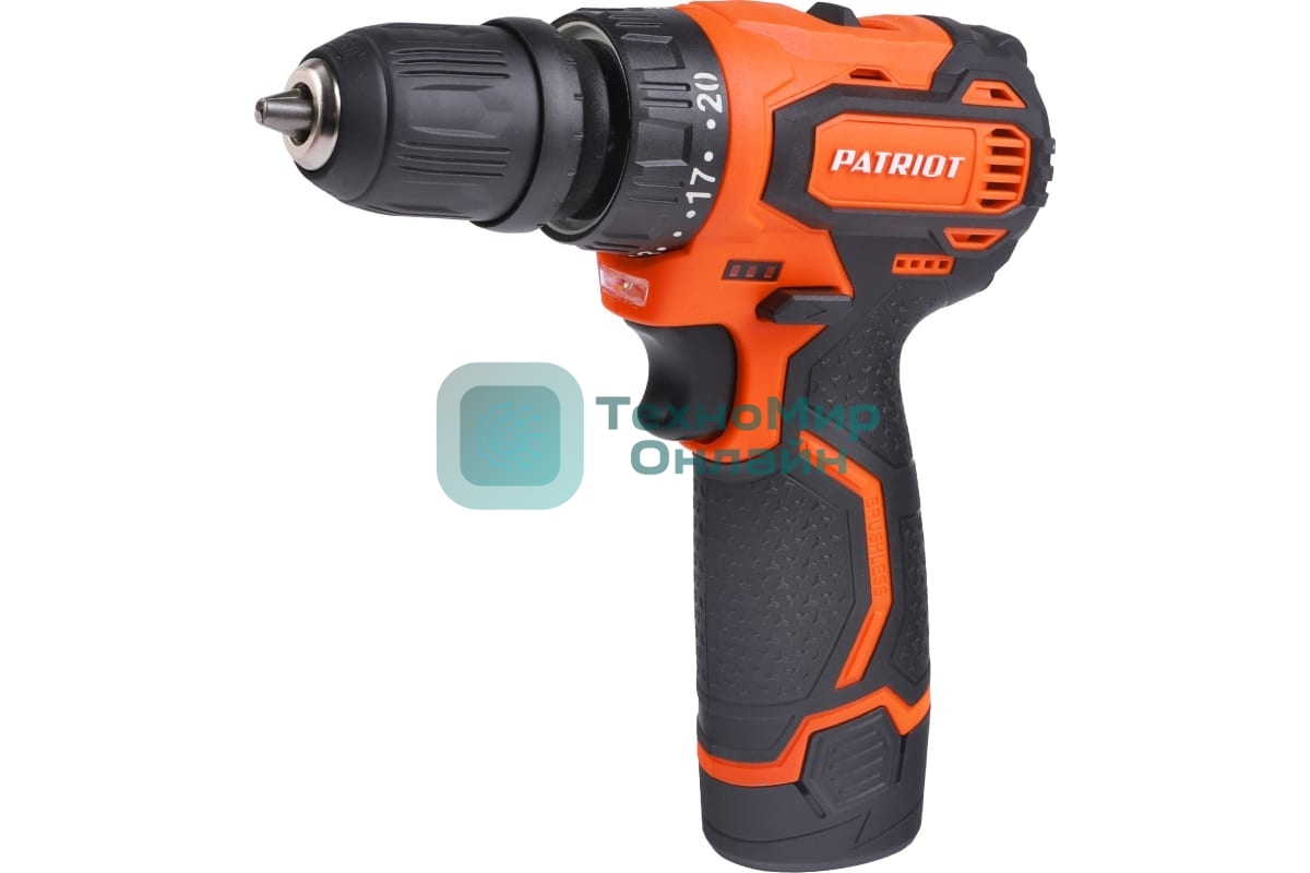 Дрель-шуруповерт Patriot BR 368Li, 12 В, 2 Ач, 45 Нм, щеточный