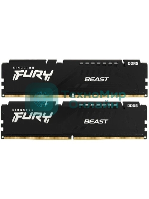 Оперативная память Kingston Fury Beast, DDR5, 32GB (2x16GB), 5600MHz, CL40, DIMM, с радиаторами, черный