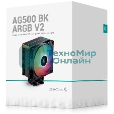 Кулер для процессора DEEPCOOL AG500 BK ARGb V2 черный 120мм алюминий+медь 1900rpm 29.4db 40pin 240W 160мм