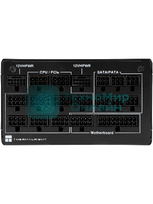 Блок питания Thermalright, 1350W 80+ Platinum (ATX, 3.0, PCIe 5.0, Full modular, 1x24(20+4)pin 600мм, 2xCPU 8(4+4)pin, 2xPCIe*2 8(6+2)pin, 2x12VHPWR PCIe 5.0 12+4pin 600мм, 6xSATA, 5xMOLEX4pin, Active, 120x120мм, 170x150x86мм, OPP, OVP, OTP, OCP, SCP, черный)