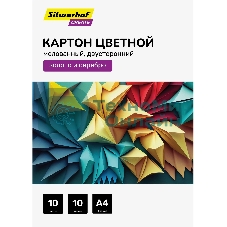 Картон цветной Silwerhof мелованный, 10л. 10цв. A4 Create 240г/м2 папка
