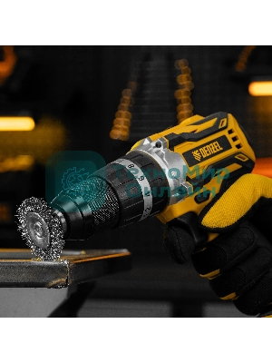 Набор щеток для дрели Denzel 2 Плоские 50-75 мм, 3 Чашки 25-50-75 мм, шпилька, нерж.вит. проволока