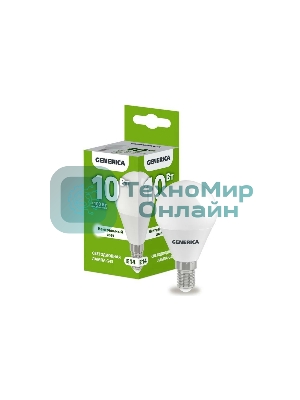 Лампа светодиодная GENERICA LL-G45-10-230-40-E14-G G45 10 Вт шар 4000К E14 230В