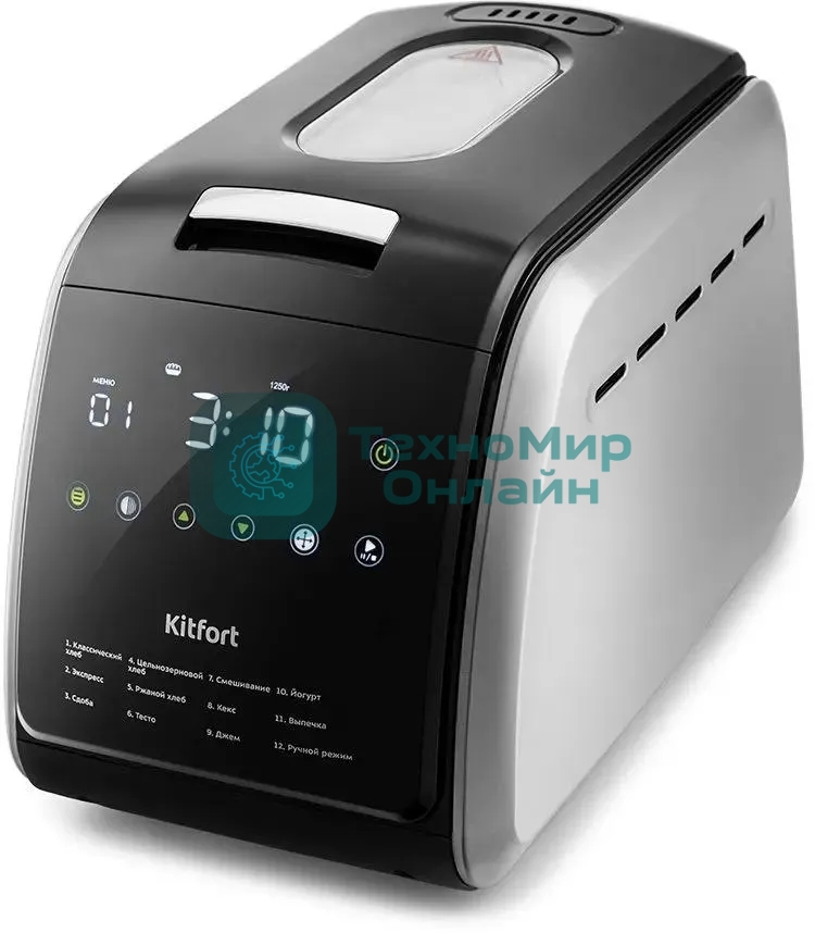 Хлебопечка Kitfort KT-305 черный/серебристый