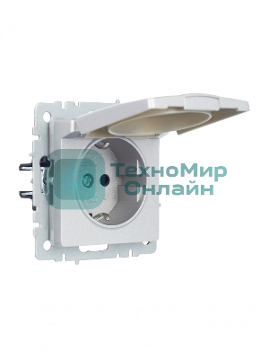 Розетка 1-местная IEK BRITE РСбш10-3-44-БрА с заземлением, с защитными шторками и крышкой, 16А, IP44, алюминий