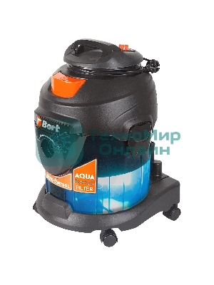 Строительный пылесос Bort BSS-1415-Aqua черный/синий, 200/1400 Вт, уборка сухая/влажная, пылесборник мешок/контейнер, 15 л