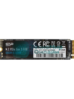 Накопитель SSD Silicon Power P34A60, 512Gb, M.2 2280, PCIe 3.0 x4, NVMe, R/W 2200/1600