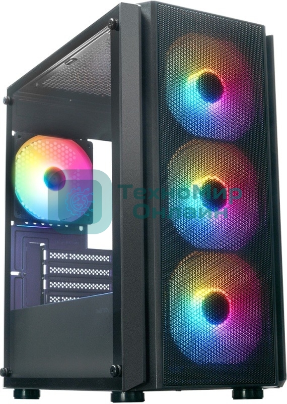 Компьютерный корпус XASTRA A402M 4FRGb Black mATX/Mesh/full-size TG/4x120мм FRGb fans/A402M-4FC12F-BK