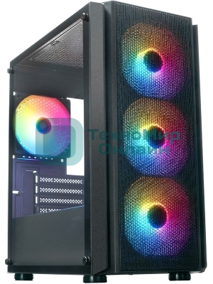 Компьютерный корпус XASTRA A402M 4FRGb Black mATX/Mesh/full-size TG/4x120мм FRGb fans/A402M-4FC12F-BK