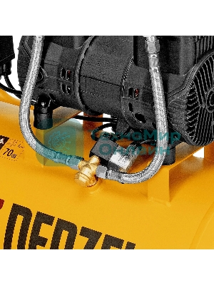 Компрессор безмасляный малошумный Denzel DLP-1500/50, 1,5 кВт, 50 л, 2850 об/мин, 250 л/мин