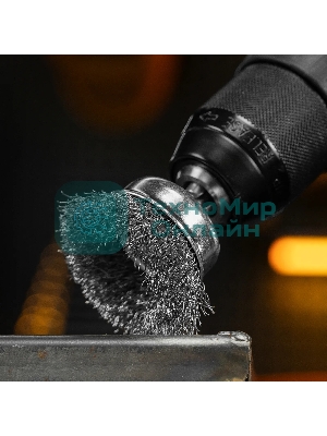 Набор щеток для дрели Denzel 2 Плоские 50-75 мм, 3 Чашки 25-50-75 мм, шпилька, нерж.вит. проволока