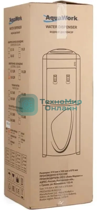 Кулер для воды Aqua Work 0.8-LWR, без нагрева, без охлаждения, белый/черный