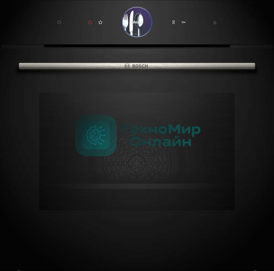 Духовой шкаф Bosch HSG7361B1 Home Connect!! Serie 8, черный, 21 режим + комбинированные режимы, функция приготовление на пару 100%, 4-слойное остекление, 3 цветных текстовых TFT-дисплея 2,5