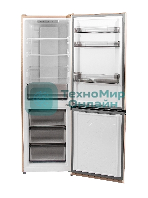 Холодильник Smile SRF348BGT бежевый мрамор двухкамерный 215/95 л морозилка снизу, No Frost