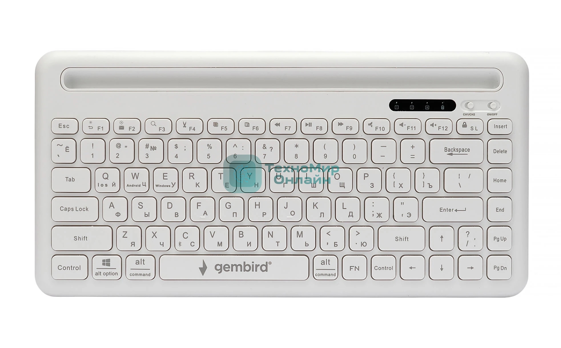 Клавиатура беспроводная Gembird KBW-8, 84кл, подставка для телефона, BT 5.1, белая