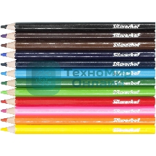 Карандаши цветные Silwerhof Create Jumbo 6мм, шестигранный профиль, дерево, ассорти, 12 цветов, коробка с европодвесом