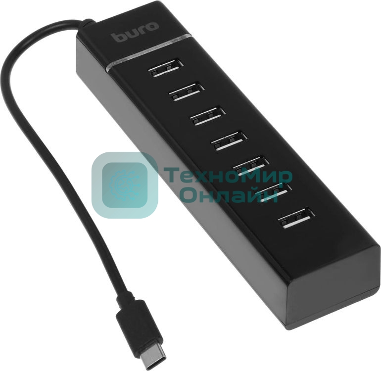 USB-концентратор Buro BPH-C-P107, USB-C, USB 2.0 7 портов, USB