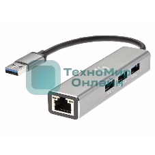 Переходник VCOM USB 3.0 -->RJ-45 1000Mbps+3 USB3.0, Aluminum Shell, 0.2м DH312A
